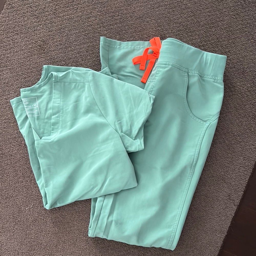 Kids Mint Green Joggers with Orange Accents